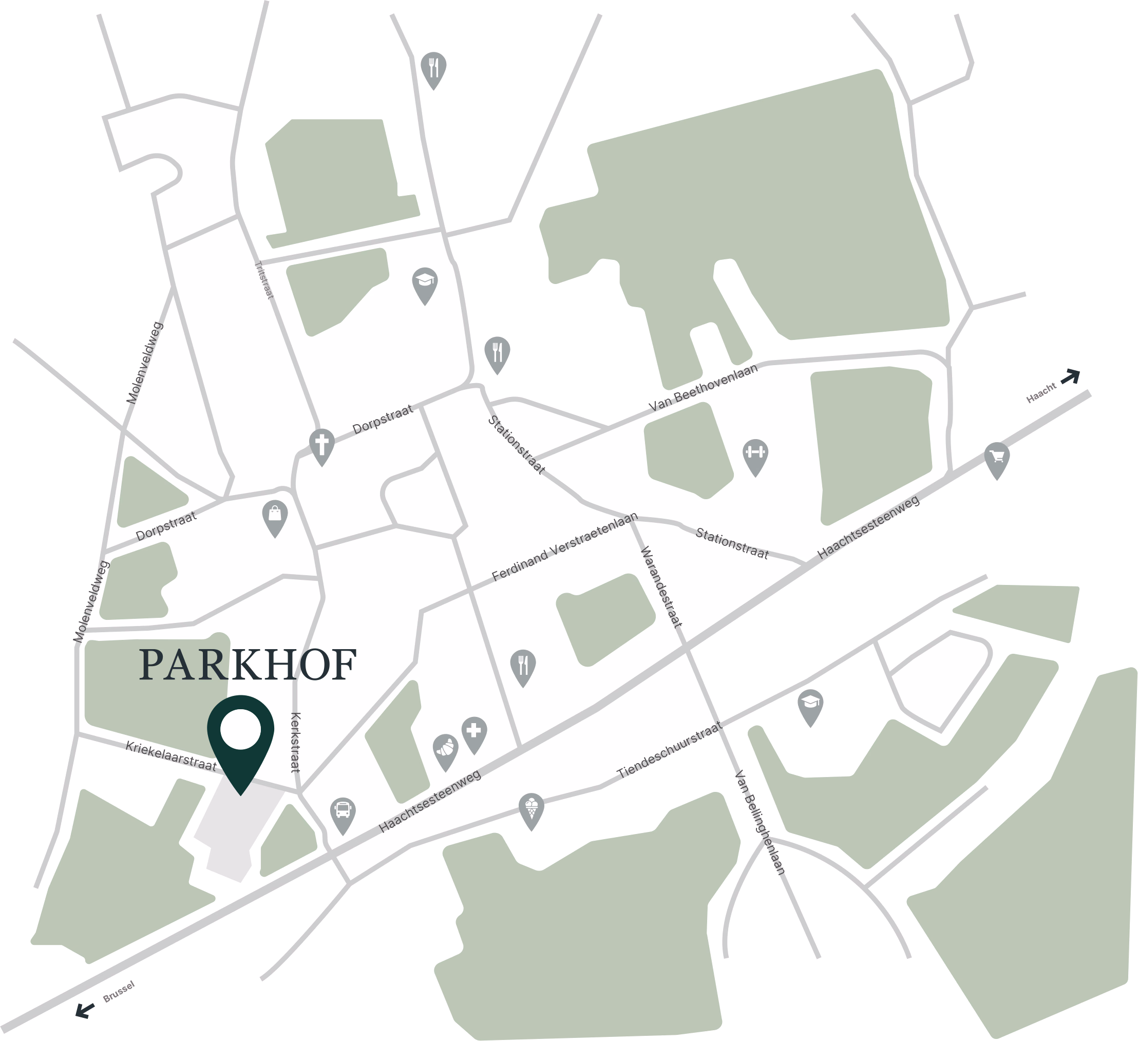 Liggingsplan van Parkhof in Kampenhout, vergroot