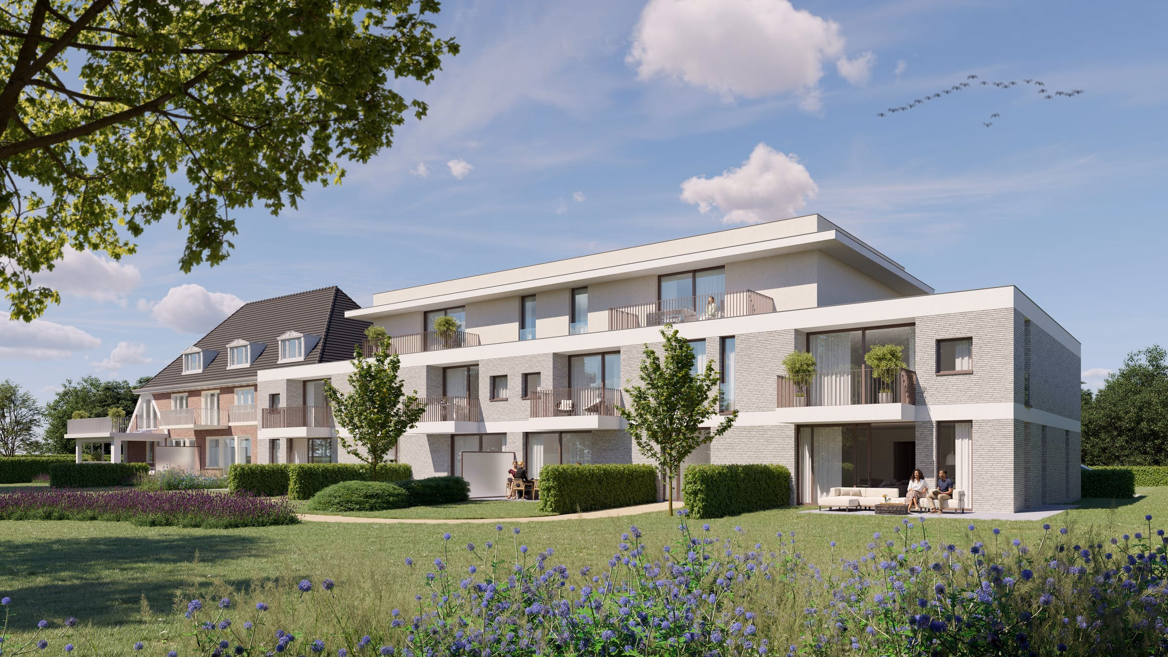 De nieuwbouw van Parkhof aan de parktuin