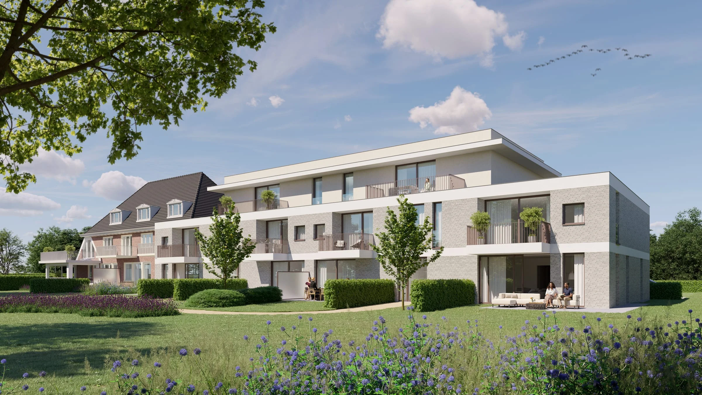 Nieuwbouw van Parkhof aan de parktuin